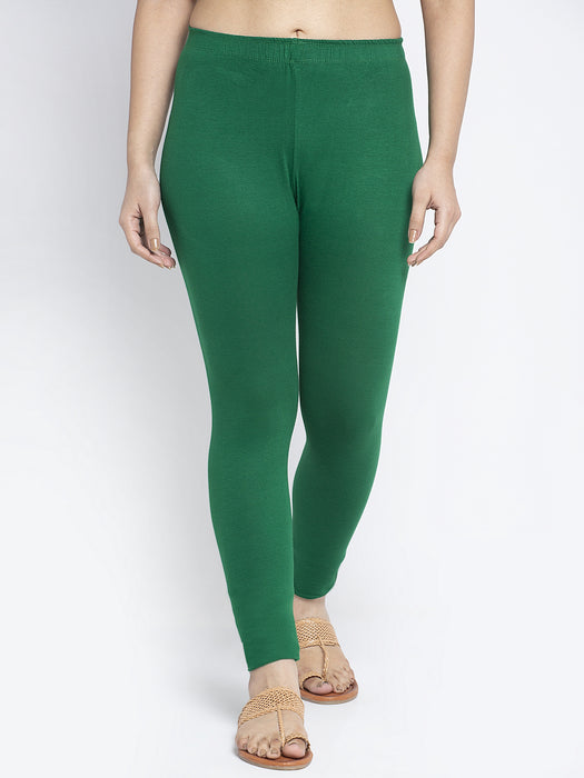 Women Yellow Pakistani Green Super Combed Cotton Lycra Legging