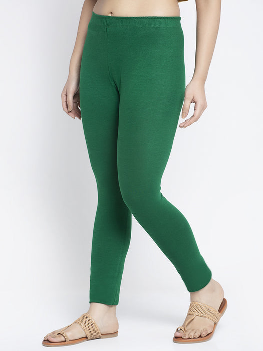 Women Black Pakistani Green Super Combed Cotton Lycra Legging