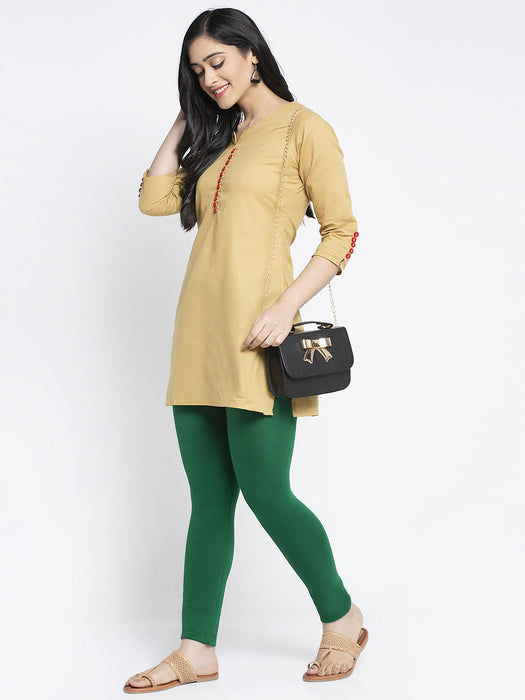 Women Pakistani Green Firozi Super Combed Cotton Lycra Legging