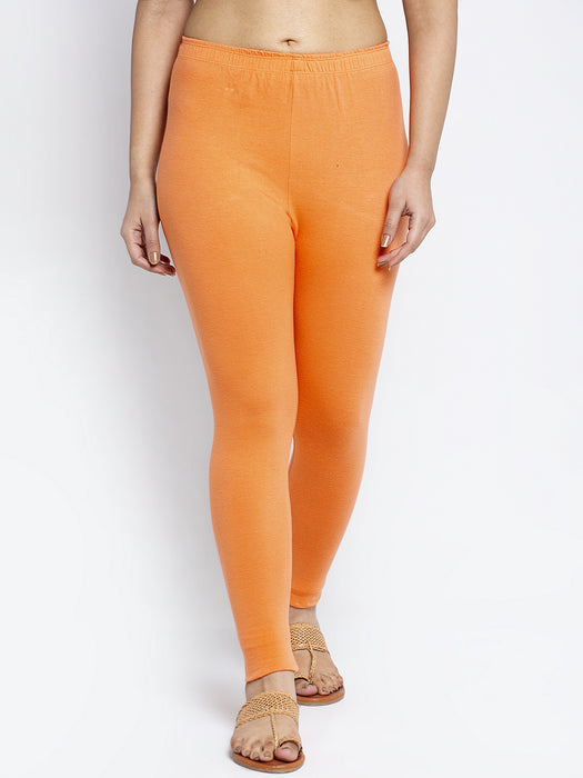 Women Orange Gajri Super Combed Cotton Lycra Legging