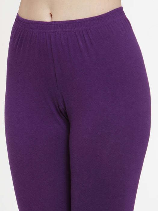 Women Maroon Purple Super Combed Cotton Lycra Legging