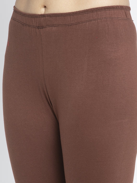 Women Orange Brown Super Combed Cotton Lycra Legging