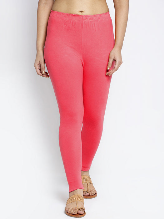 Women Peach Firozi Super Combed Cotton Lycra Legging