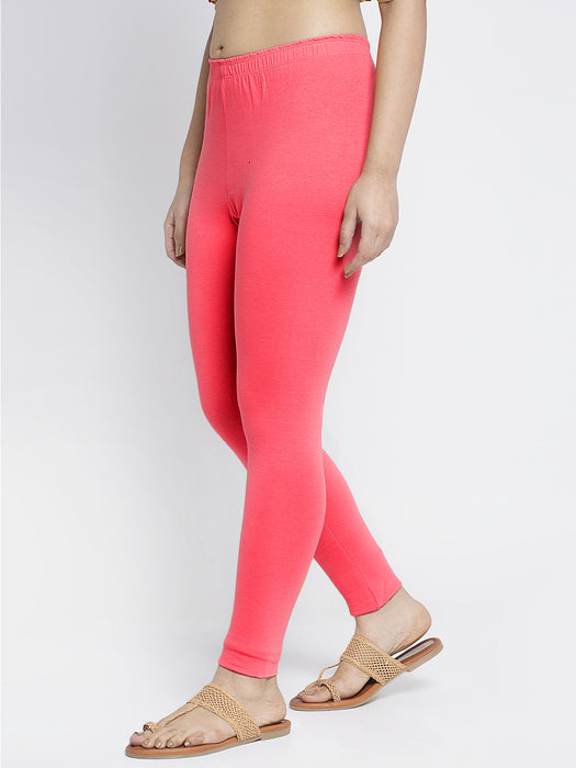 Women Navy Blue Peach Super Combed Cotton Lycra Legging