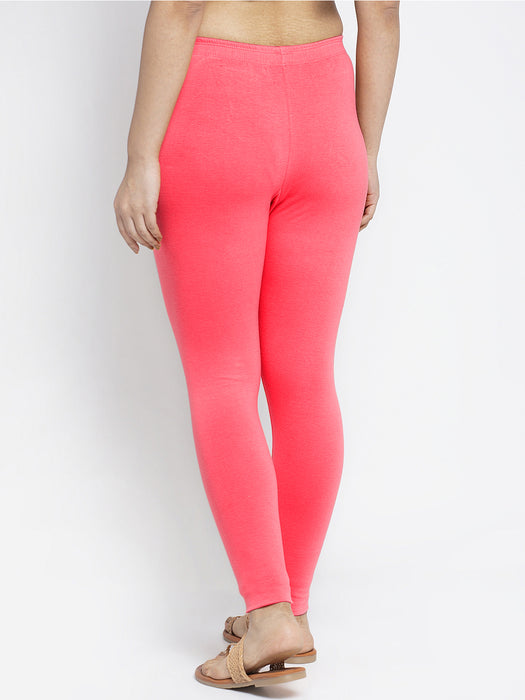 Women Peach Off White Super Combed Cotton Lycra Legging