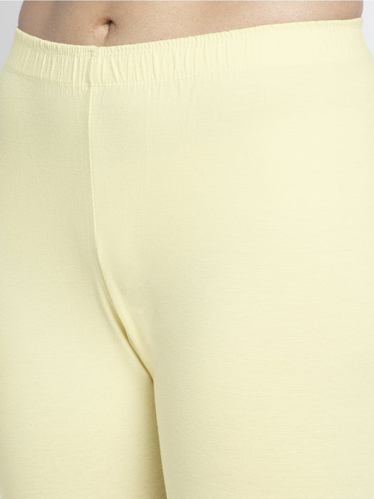 Women Gajri Cream Super Combed Cotton Lycra Legging