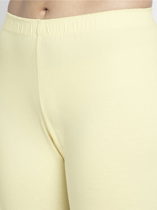 Women Sky Blue Cream Super Combed Cotton Lycra Legging