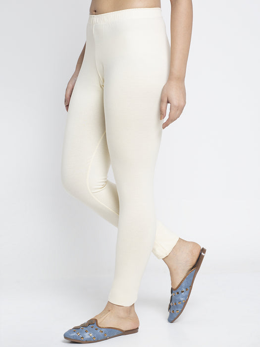 Women Grey Off White Super Combed Cotton Lycra Legging
