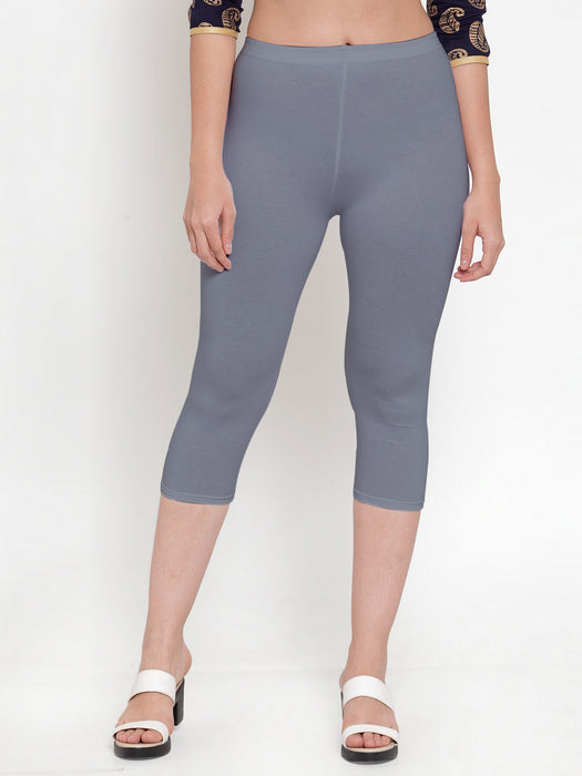 Women Grey Skin Super Combod Cotton Lycra Capri