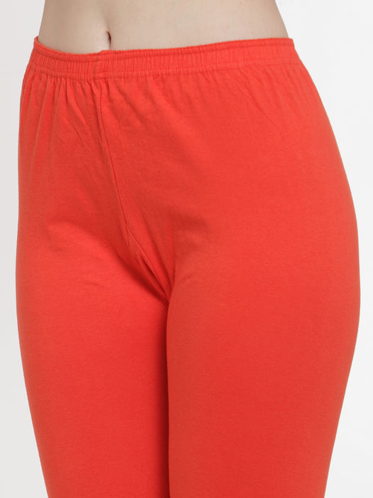 Women Grey Orange Super Combod Cotton Lycra Capri