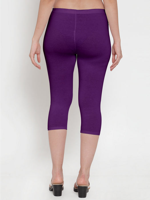 Women Skin Purple Super Combod Cotton Lycra Capri