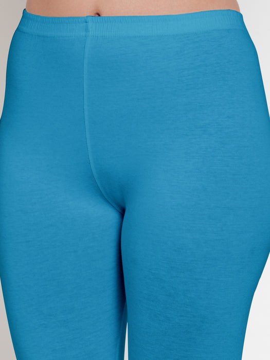 Women Black Sky Blue Super Combod Cotton Lycra Capri