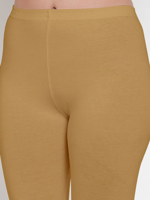 Women Orange Dark Skin Super Combod Cotton Lycra Capri