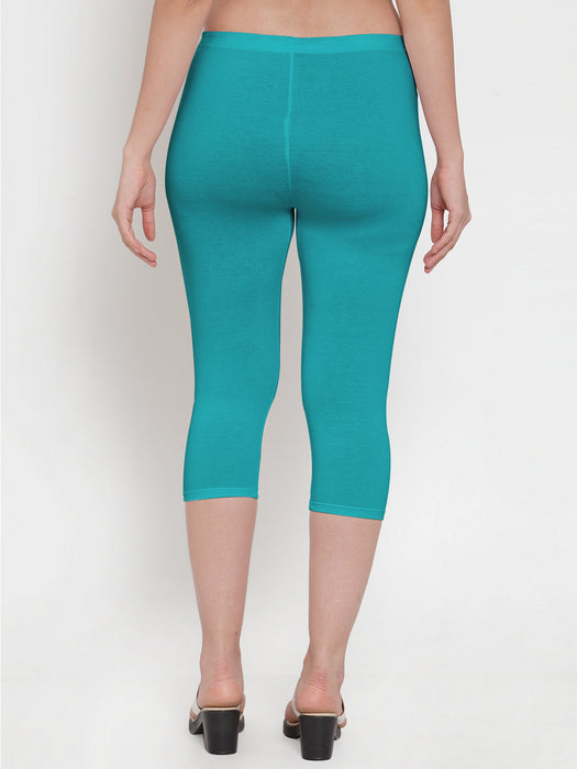 Women Red Aqua Super Combod Cotton Lycra Capri