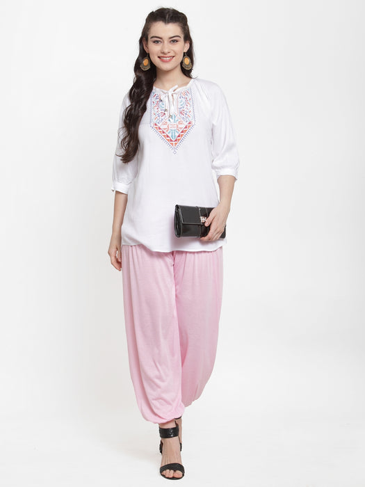 Women L.Pink Modern Lycra Harem Pant