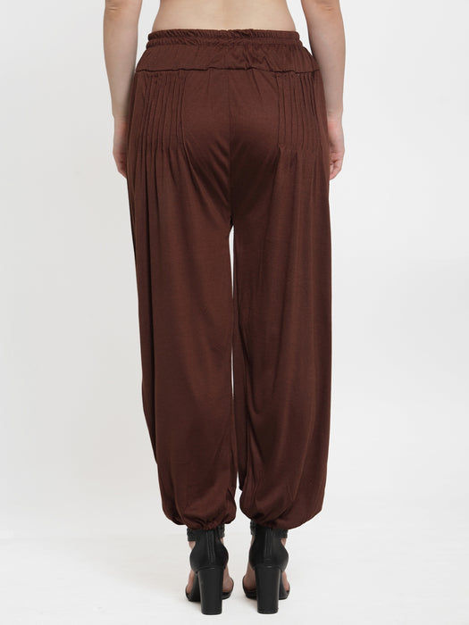 Women Brown Modern Lycra Harem Paint