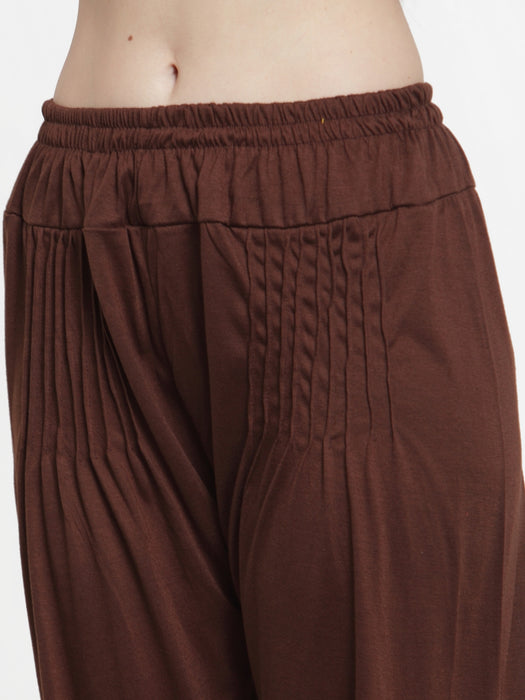 Women Brown Modern Lycra Harem Paint