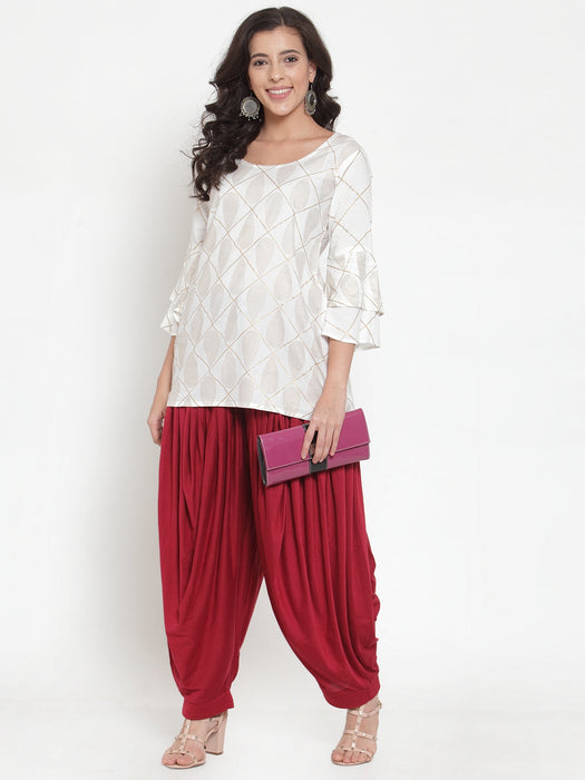 Women Maroon Gajri Modern Lycra Patiyala salwar