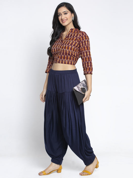 Women Navy Blue Modern Lycra Patiyala salwar