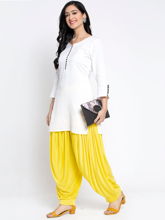 Women Lemon Modern Lycra Patiyala salwar