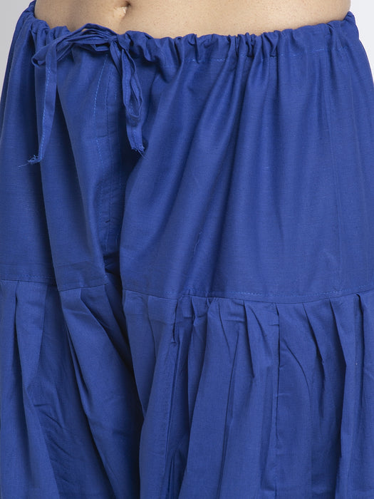 Women Blue Cotton Solid Cotton Salwar