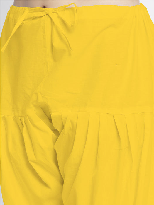 Women Yellow Solid Cotton Salwar