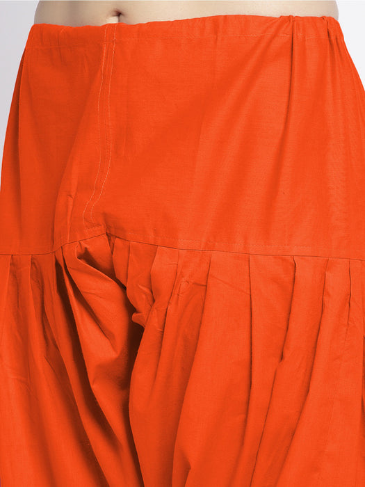 Women Orange Solid Cotton Salwar