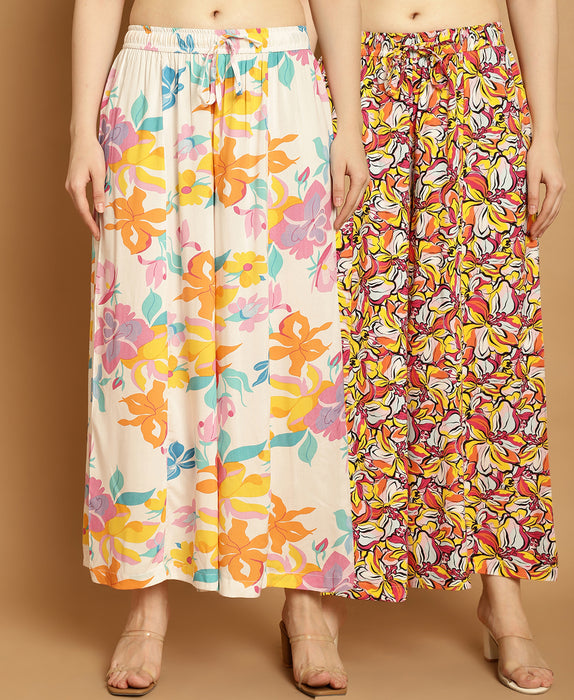 Women Multicolored print Rayon Flower print palazzo 29