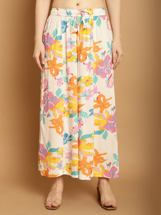 Women Multicolored print Rayon Flower print palazzo 25