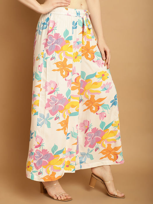 Women Multicolored print Rayon Flower print palazzo 21