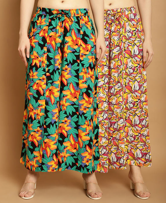 Women Multicolored print Rayon Flower print palazzo 49