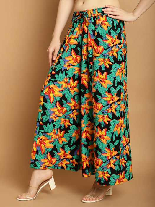 Women Multicolored print Rayon Flower print palazzo 41