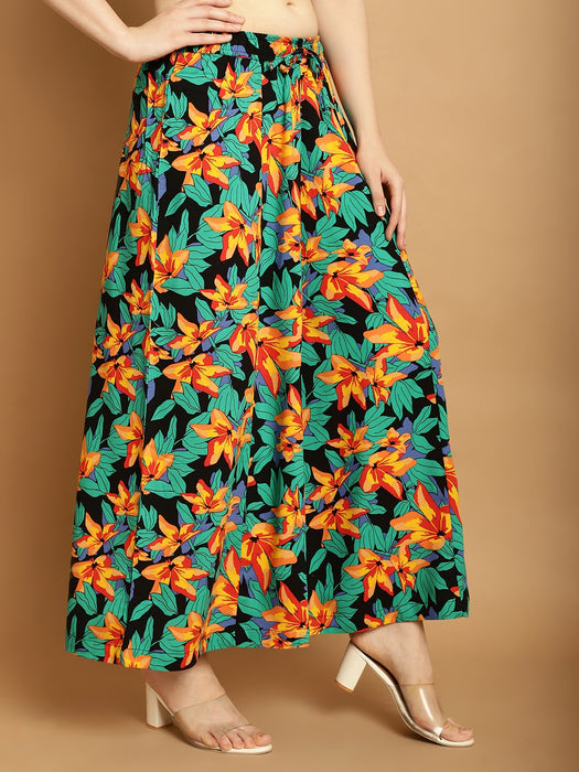 Women Multicolored print Rayon Flower print palazzo 24