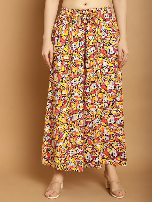 Women Multicolored print Rayon Flower print palazzo 91