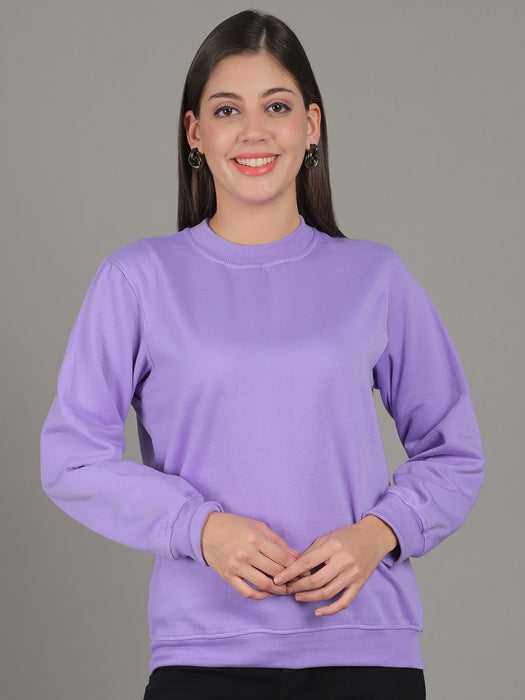 Women Purple Round Neck Full Sleeve Sweatshirt