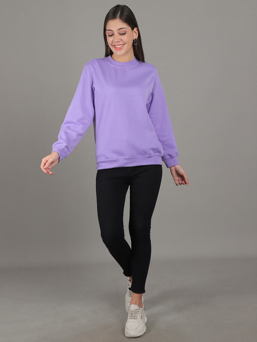 Women Purple Round Neck Full Sleeve Sweatshirt