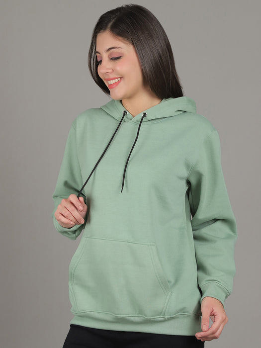 Women Pista Solid Long Sleeve Hoodie with kangaroo Pocket Sweatshirts