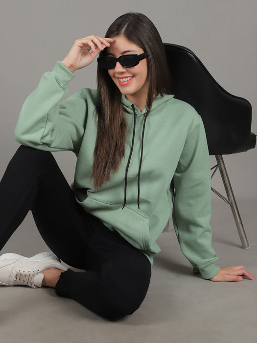 Women Pista Solid Long Sleeve Hoodie with kangaroo Pocket Sweatshirts