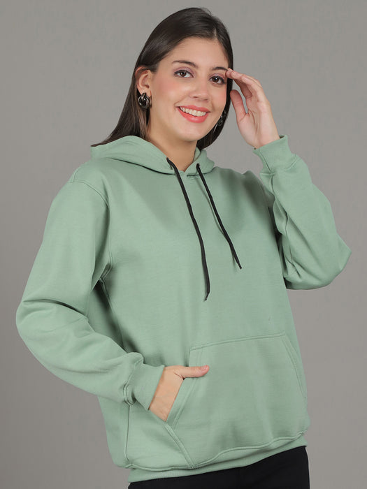 Women Pista Solid Long Sleeve Hoodie with kangaroo Pocket Sweatshirts