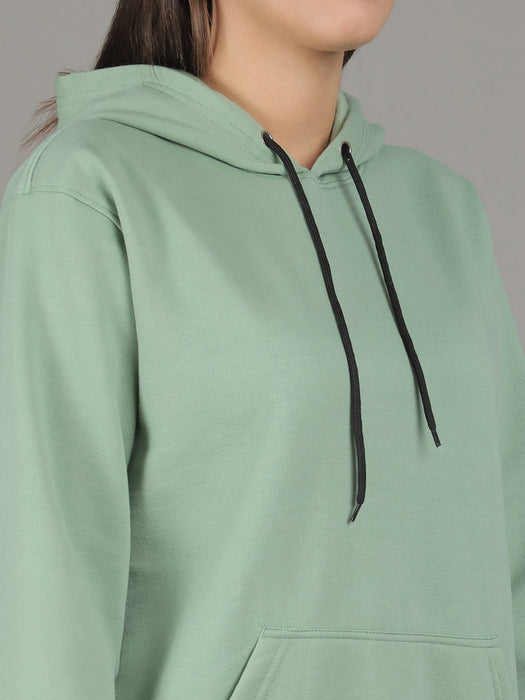 Women Pista Solid Long Sleeve Hoodie with kangaroo Pocket Sweatshirts