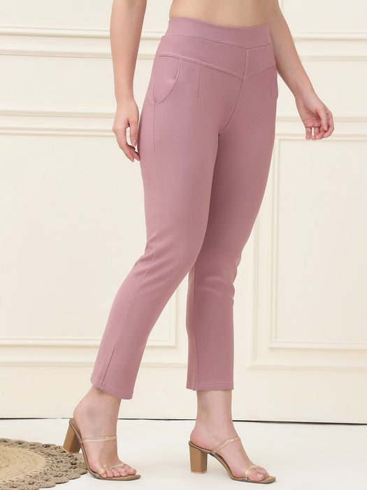 Women Purple Skinny fit Lycra polyster spandex Jegging with Side pocket