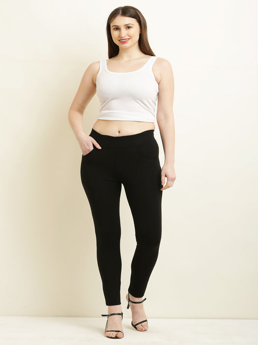 Women Black tencel jegging with front pocket