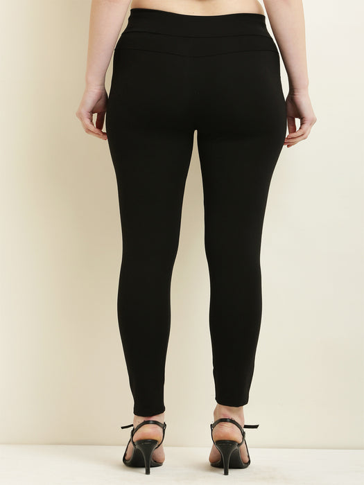 Women Black tencel jegging with front pocket
