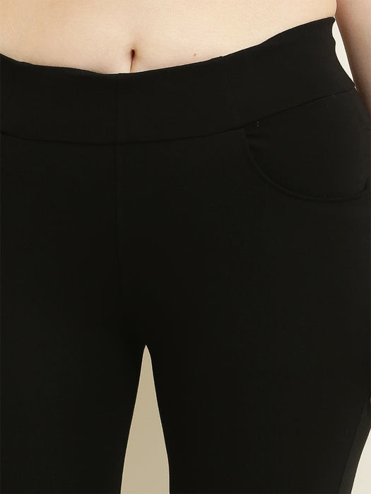 Women Black tencel jegging with front pocket