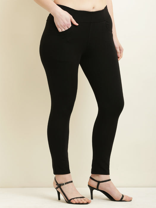 Women Black tencel jegging with front pocket