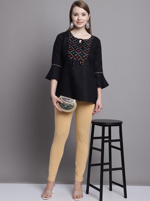 Women Beige Cotton lycra legging with side pocket