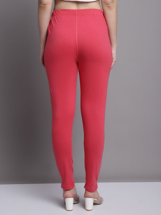 Women Peach Cotton lycra legging with side pocket