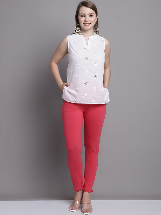 Women Peach Cotton lycra legging with side pocket