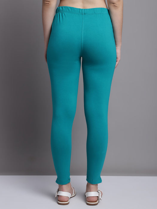 Women Rama Green Cotton lycra legging with side pocket