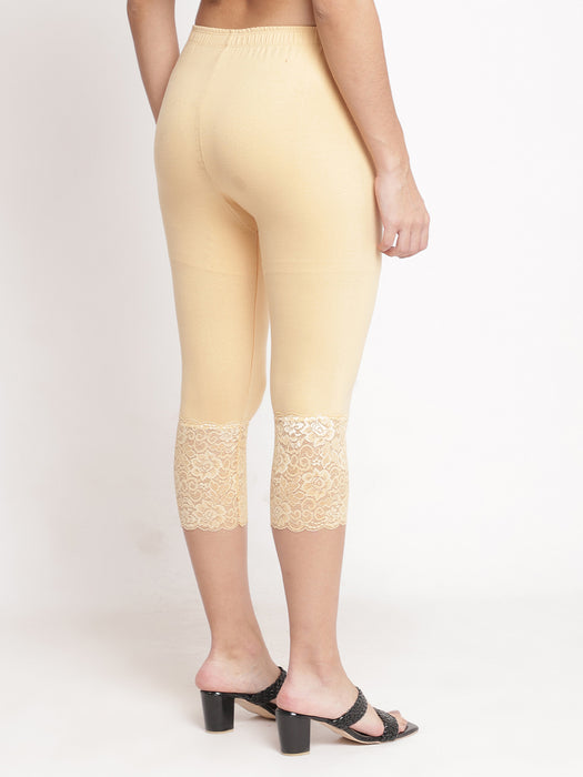 Women Rani Skin 100% cotton Lycra Net Capri